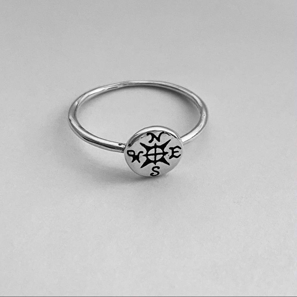 Sterling Silver Small Compass Ring, Silver Ring - image 8